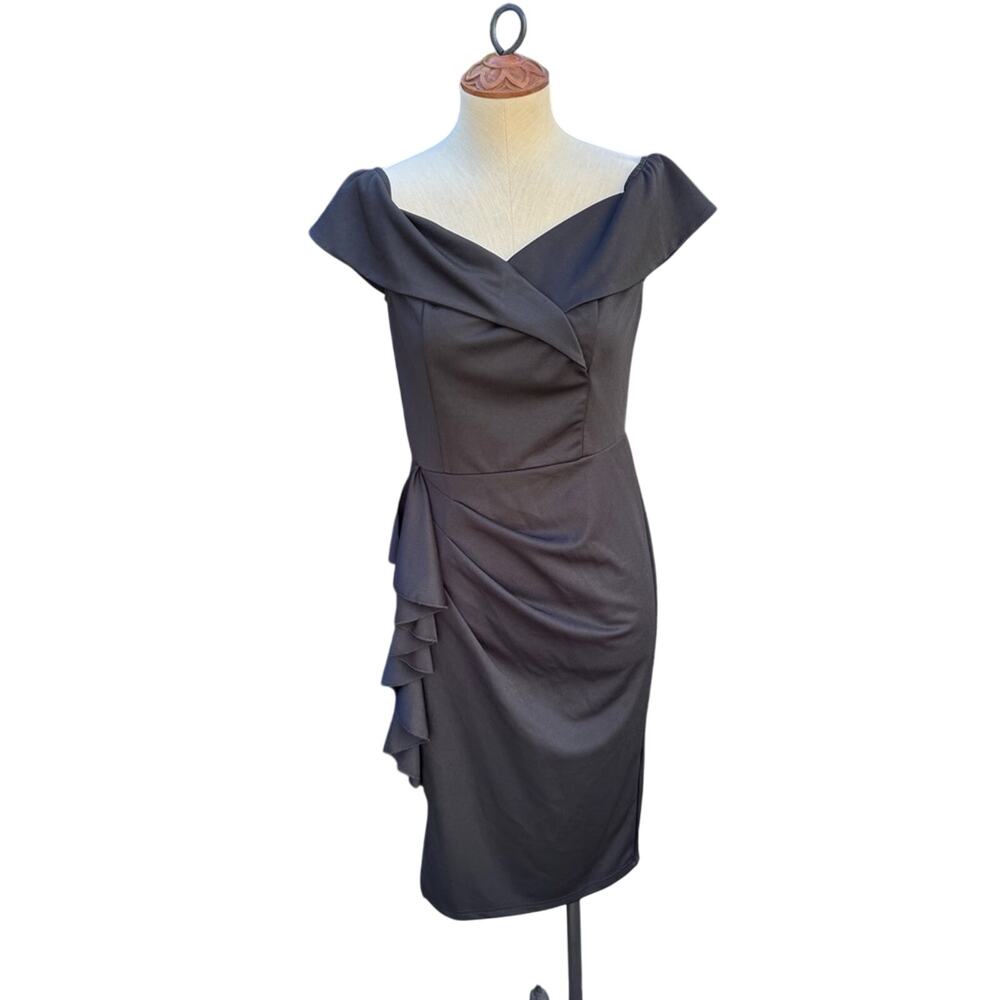 Jasambac Sheath Dress Black Off Shoulder Sleeveless Bodycon Women's Size Medium